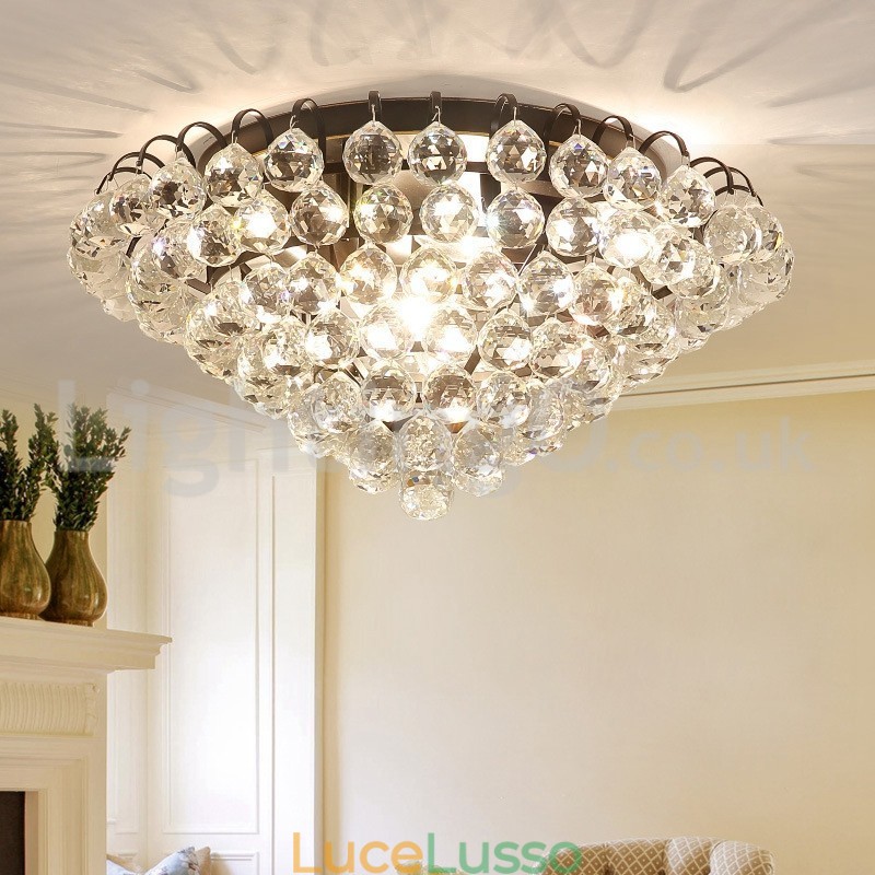 Plafoniere da soffitto in cristallo rotonde contemporanee da 30 cm e 55 cm