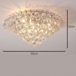 Plafoniere da soffitto in cristallo rotonde contemporanee da 30 cm e 55 cm