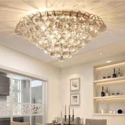 Plafoniere da soffitto in cristallo rotonde contemporanee da 30 cm e 55 cm