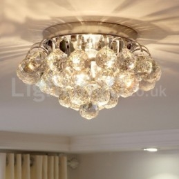 Plafoniere da soffitto in cristallo rotonde contemporanee da 30 cm e 55 cm