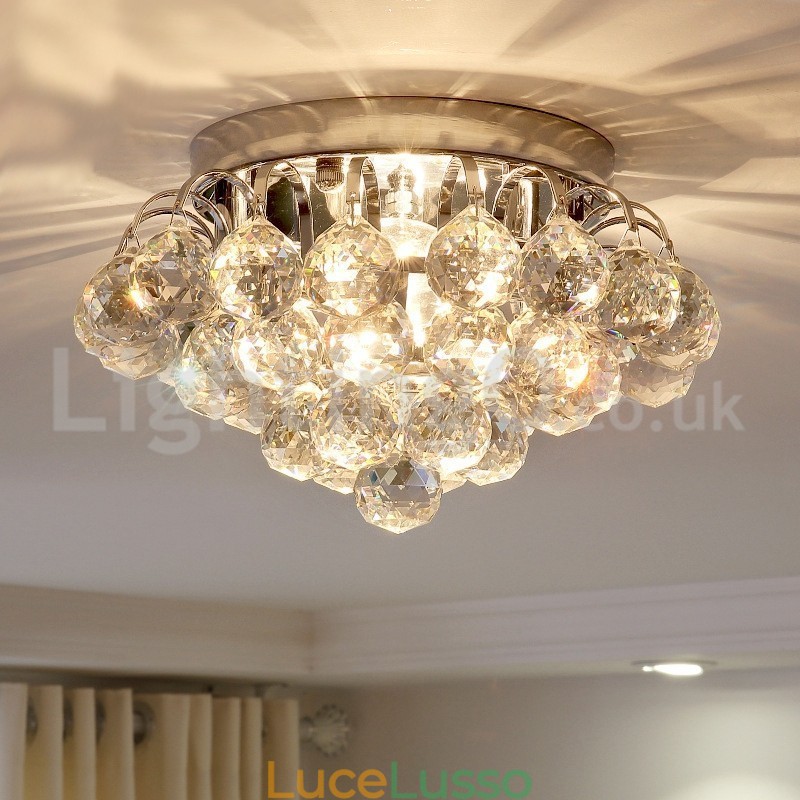 Plafoniere da soffitto in cristallo rotonde contemporanee da 30 cm e 55 cm