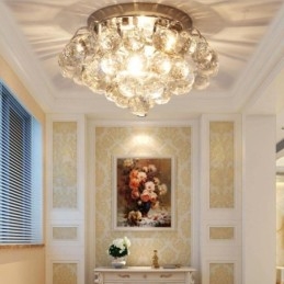Plafoniere da soffitto in cristallo rotonde contemporanee da 30 cm e 55 cm