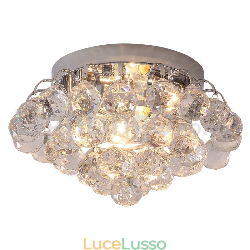 Plafoniere da soffitto in cristallo rotonde contemporanee da 30 cm e 55 cm