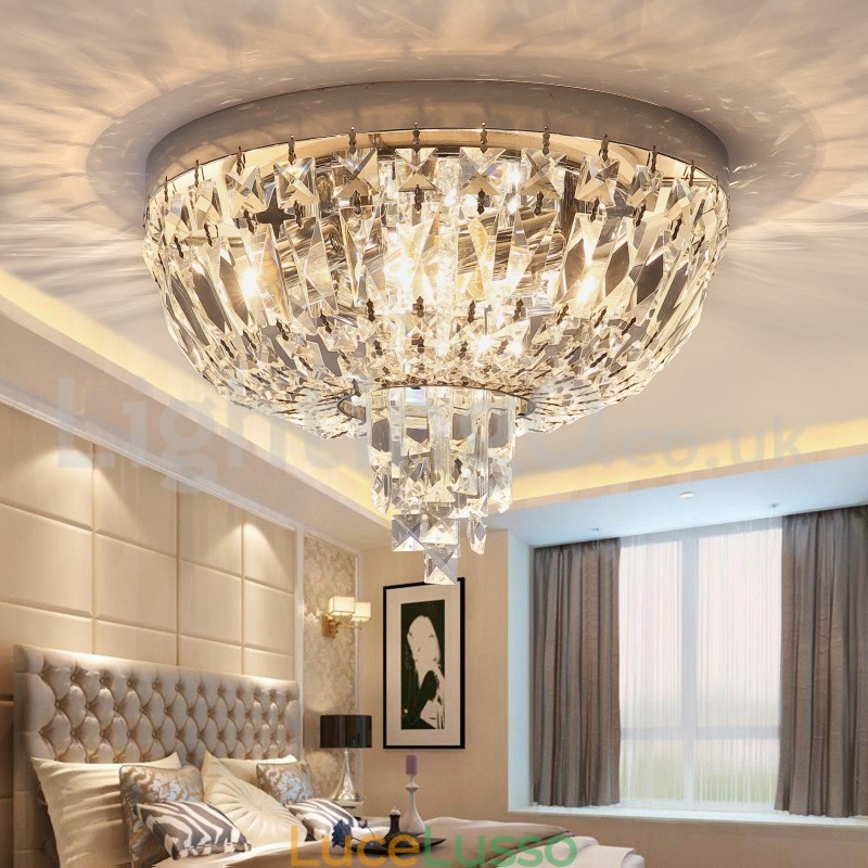 Plafoniere in cristallo rotonde contemporanee squisite da soffitto