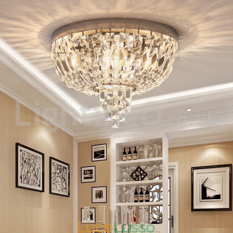 Plafoniere in cristallo rotonde contemporanee squisite da soffitto
