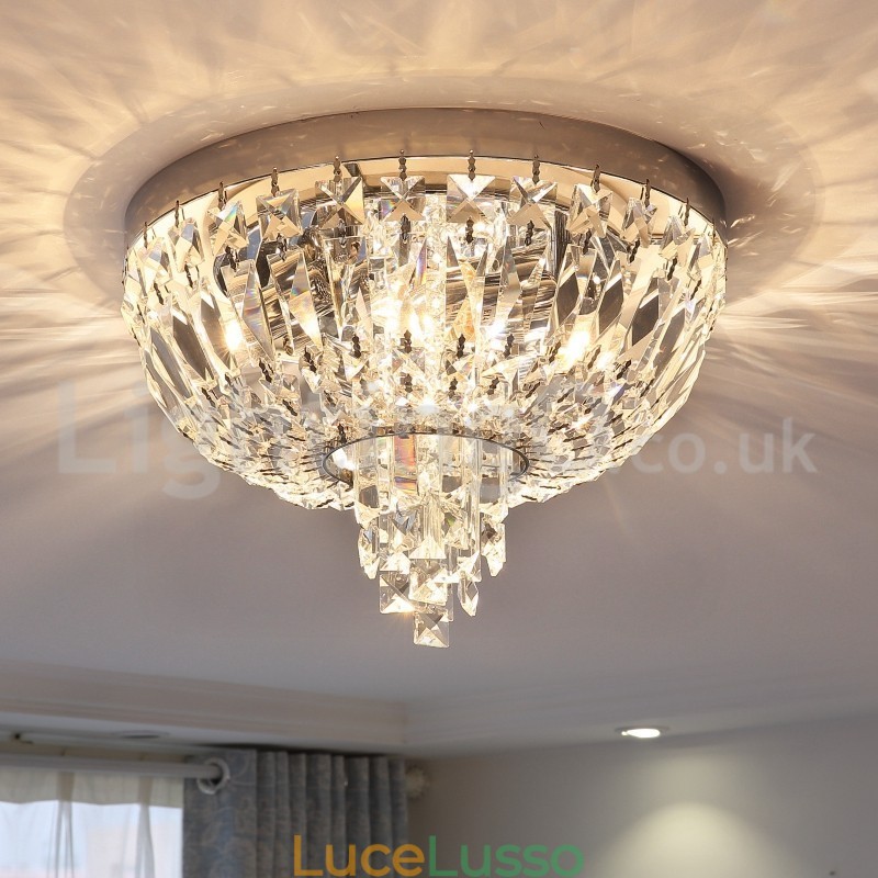 Plafoniere in cristallo rotonde contemporanee squisite da soffitto