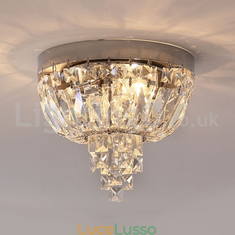 Plafoniere in cristallo rotonde contemporanee squisite da soffitto