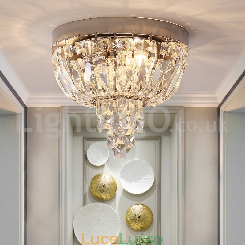 Plafoniere in cristallo rotonde contemporanee squisite da soffitto