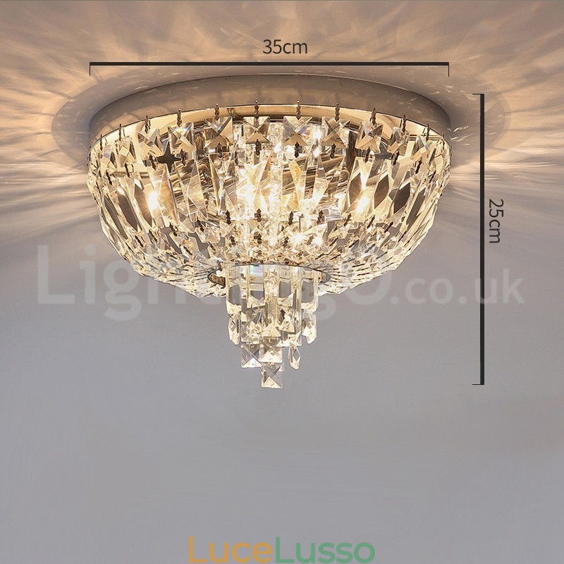 Plafoniere in cristallo rotonde contemporanee squisite da soffitto