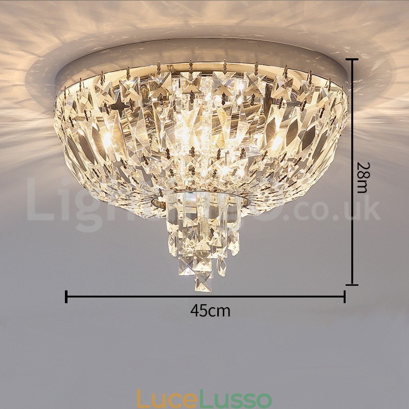 Plafoniere in cristallo rotonde contemporanee squisite da soffitto