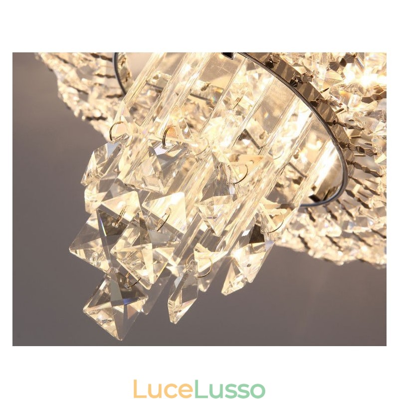 Plafoniere in cristallo rotonde contemporanee squisite da soffitto