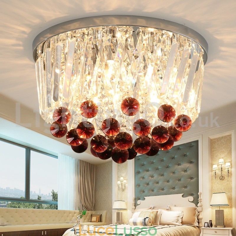 Plafoniere in cristallo rotonde contemporanee da soffitto a filo
