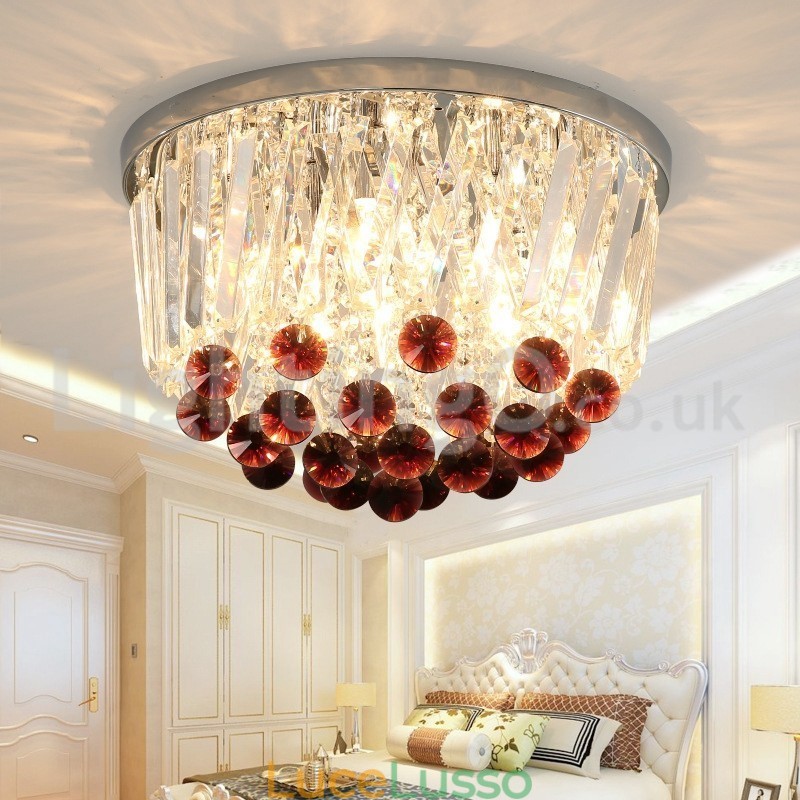 Plafoniere in cristallo rotonde contemporanee da soffitto a filo