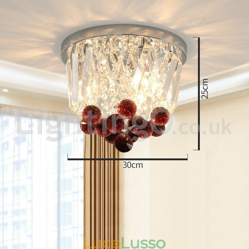 Plafoniere in cristallo rotonde contemporanee da soffitto a filo