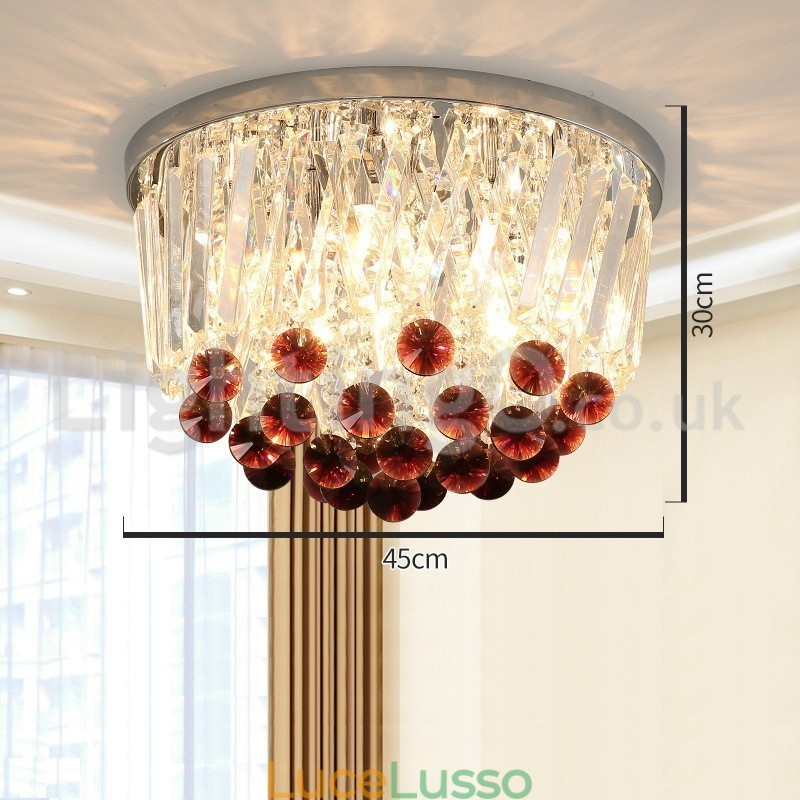 Plafoniere in cristallo rotonde contemporanee da soffitto a filo