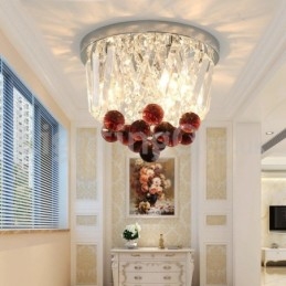 Plafoniere in cristallo rotonde contemporanee da soffitto a filo