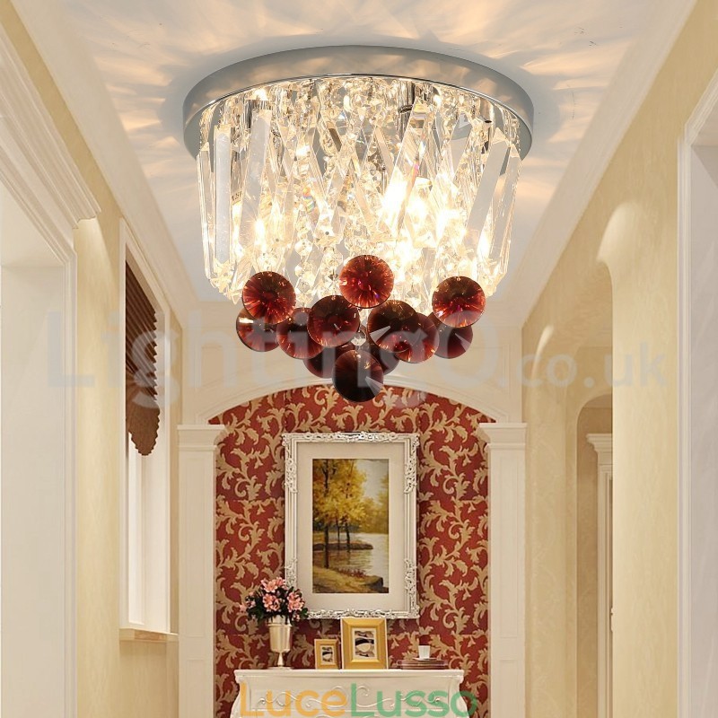 Plafoniere in cristallo rotonde contemporanee da soffitto a filo