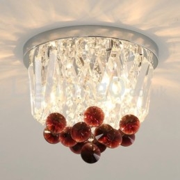 Plafoniere in cristallo rotonde contemporanee da soffitto a filo