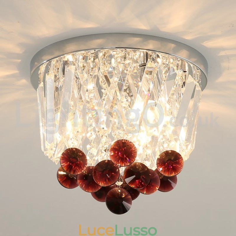 Plafoniere in cristallo rotonde contemporanee da soffitto a filo