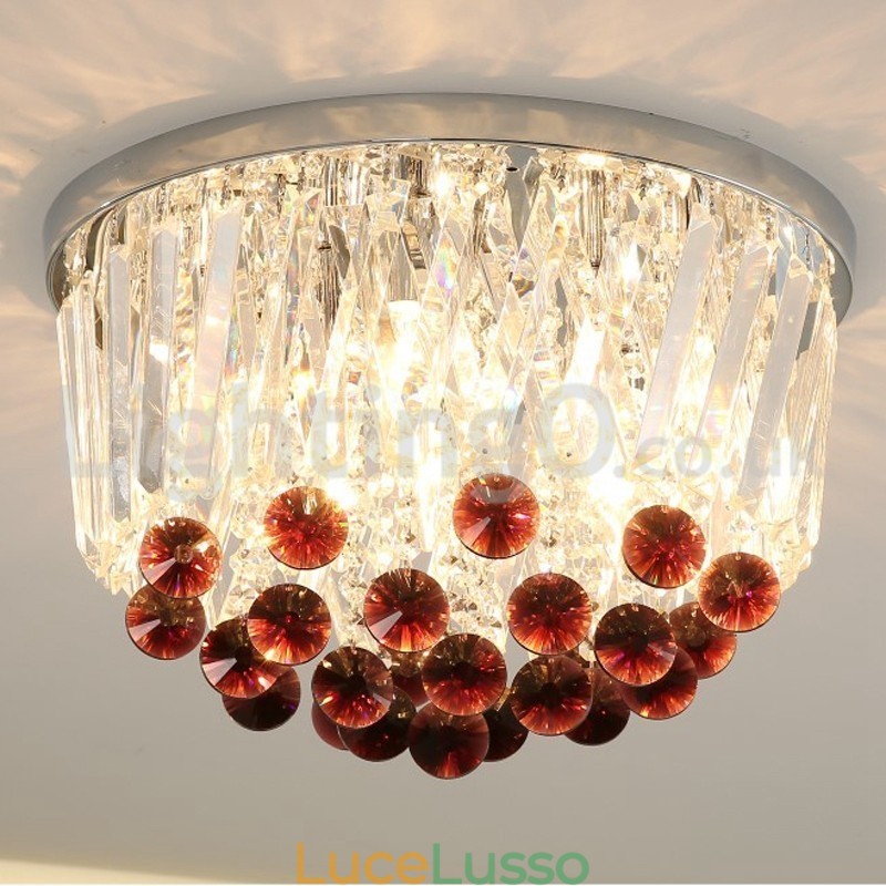 Plafoniere in cristallo rotonde contemporanee da soffitto a filo