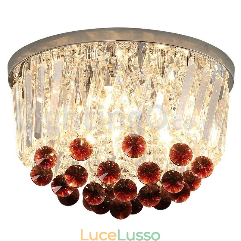 Plafoniere in cristallo rotonde contemporanee da soffitto a filo