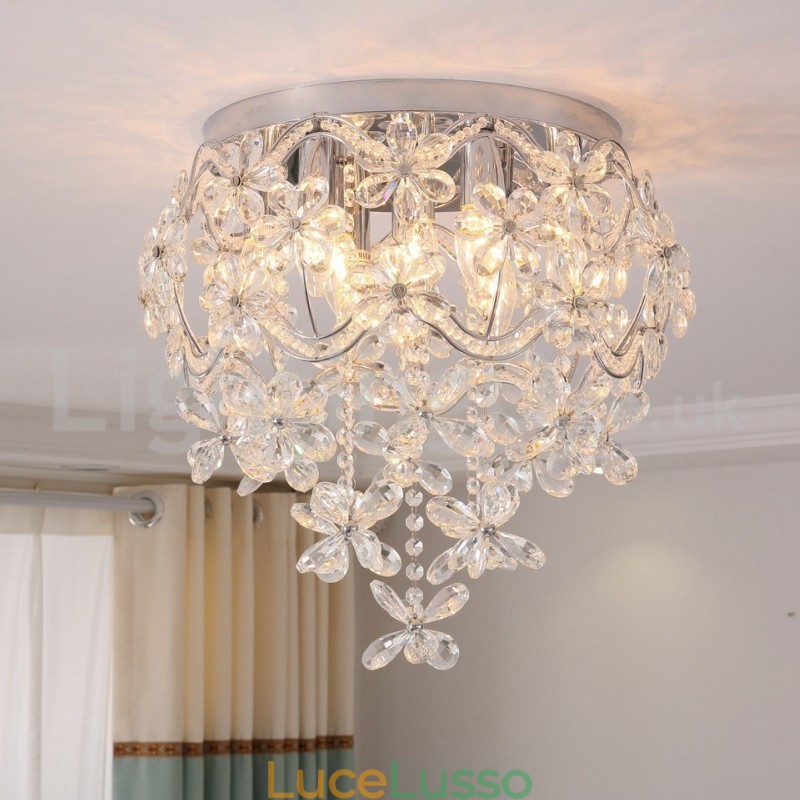 Moderna moda 48CM rotonda montaggio a filo soffitto cristallo luci