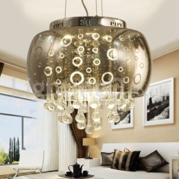 Lampada a sospensione moderna in cristallo con paralume in vetro rotondo da 40 cm