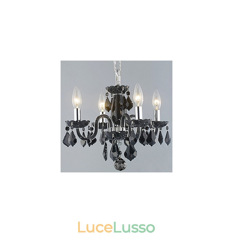 Lampadario in cristallo con 4 luci in nero
