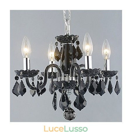 Lampadario in cristallo con 4 luci in nero Lampadario in cristallo con 4 luci in nero