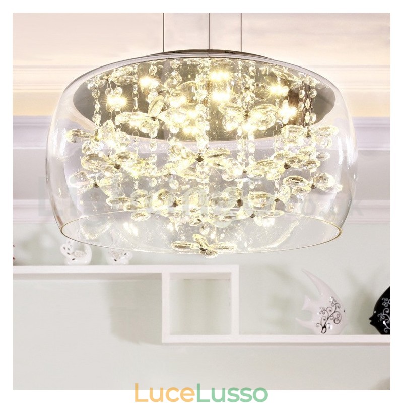 Moderno 40CM 50CM rotondo paralume in vetro trasparente lampada a sospensione in cristallo