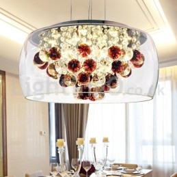 Moderno 40CM 50CM rotondo paralume in vetro trasparente lampada a sospensione in cristallo