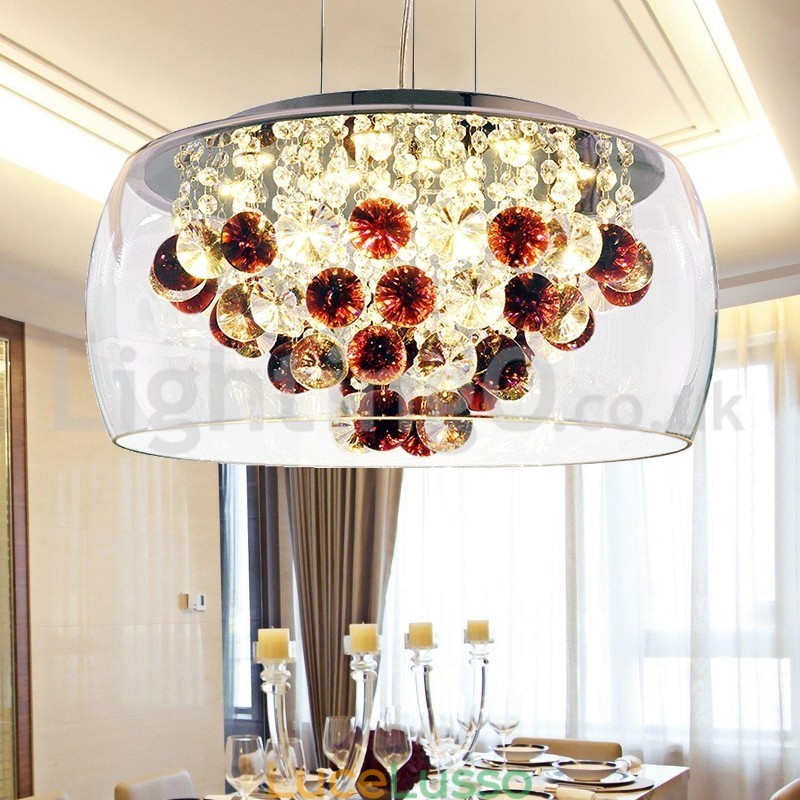 Moderno 40CM 50CM rotondo paralume in vetro trasparente lampada a sospensione in cristallo