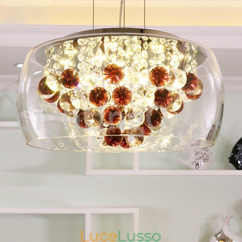 Moderno 40CM 50CM rotondo paralume in vetro trasparente lampada a sospensione in cristallo