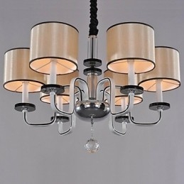 Lampadario moderno contemporaneo in metallo cromato e cristallo