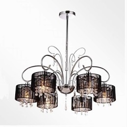 Lampadario moderno contemporaneo in metallo cromato e cristallo