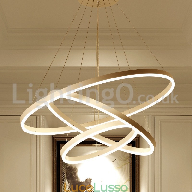 Lampada a sospensione moderna a tre cerchi con telecomando