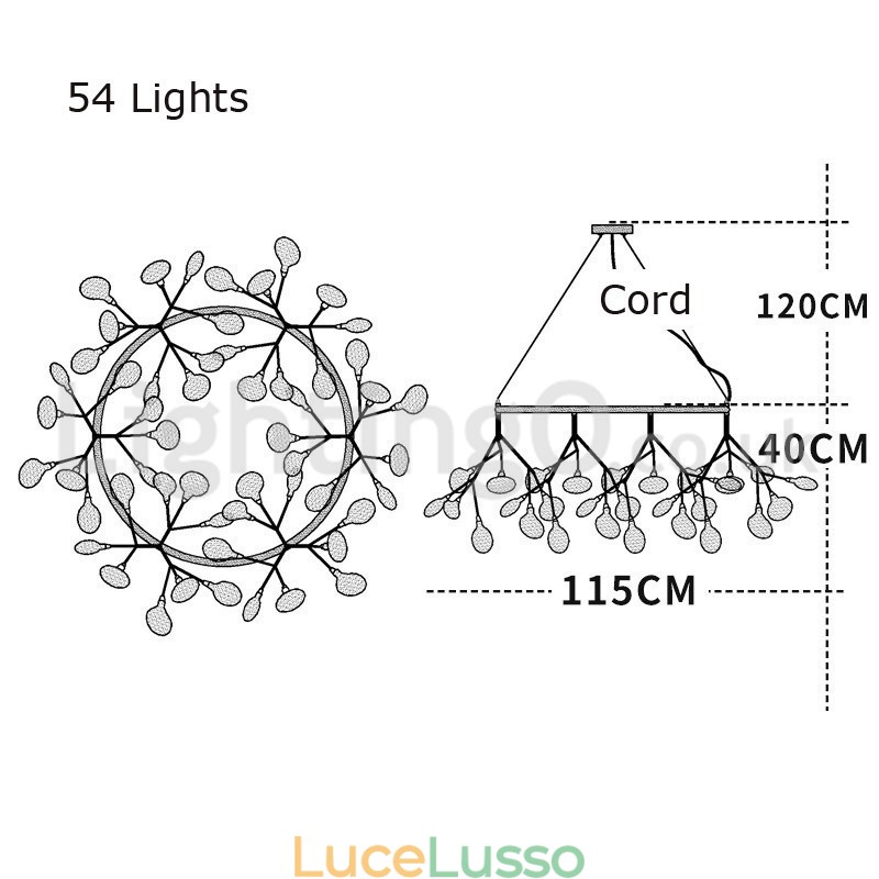 Lampadario di lusso postmoderno rotondo Fireflies