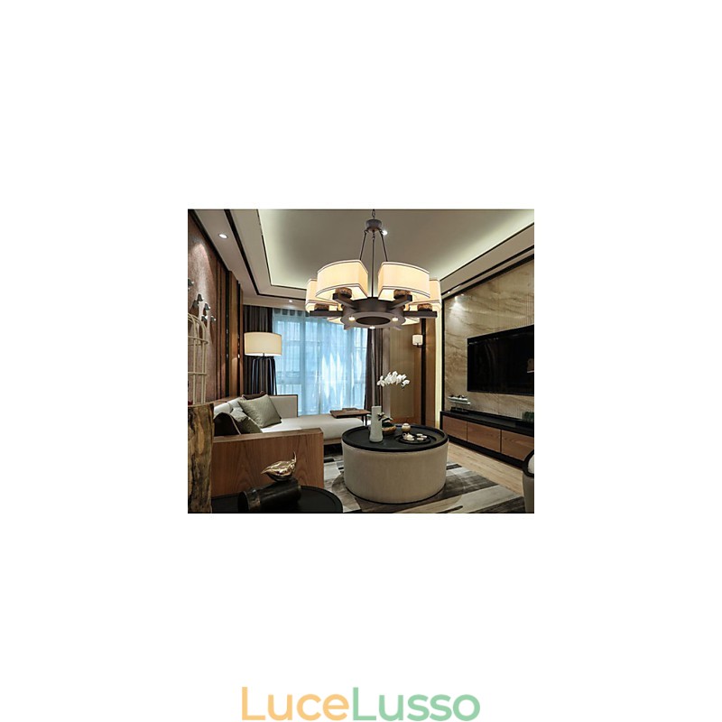 Lampadario in stile cinese in ferro e rame, imitazione lampade ad aria