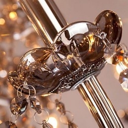 Lampadario europeo in cristallo a 6 luci in vetro e cristallo di colore grigio