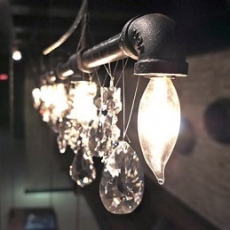 Lampadario creativo in stile nordamericano a 5 luci con design a tubi