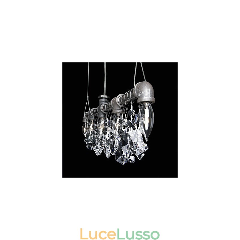 Lampadario creativo in stile nordamericano a 5 luci con design a tubi