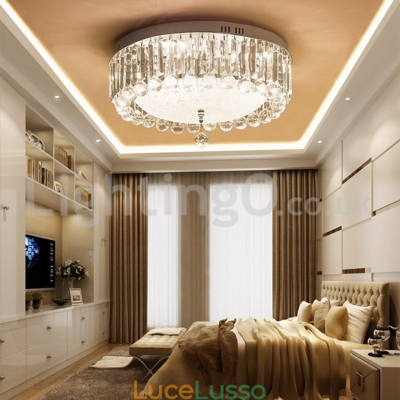 Moderne luci da soffitto rotonde in cristallo a filo
