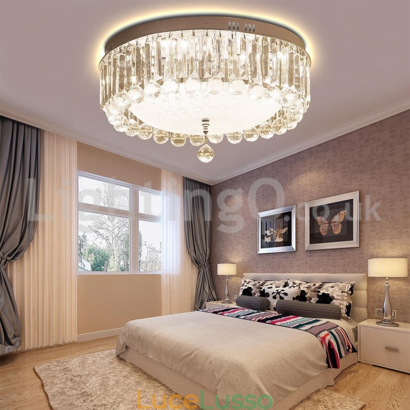 Moderne luci da soffitto rotonde in cristallo a filo