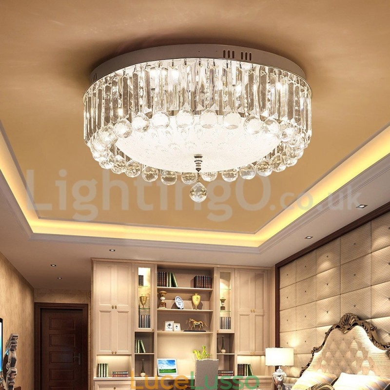 Moderne luci da soffitto rotonde in cristallo a filo