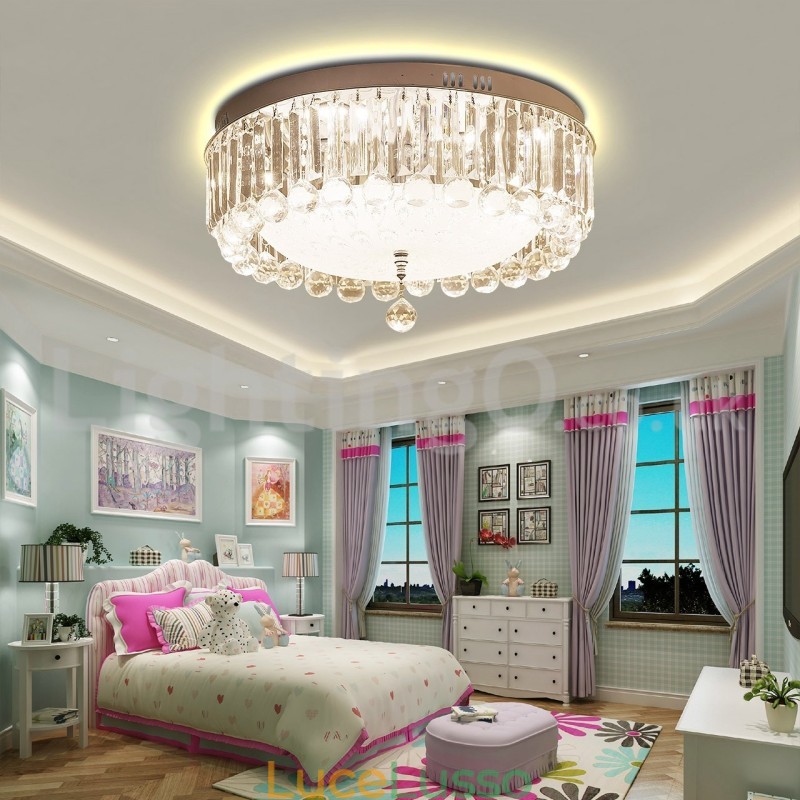 Moderne luci da soffitto rotonde in cristallo a filo