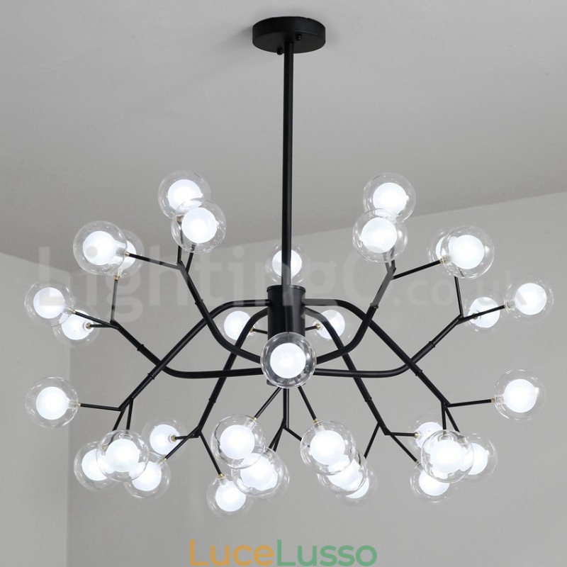 Lampadario a forma di fagiolo magico in stile nordico, piccolo lampadario a forma di palla di vetro trasparente e trasparente