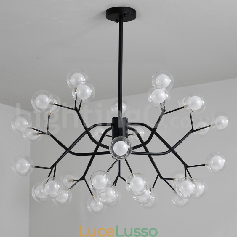 Lampadario a forma di fagiolo magico in stile nordico, piccolo lampadario a forma di palla di vetro trasparente e trasparente