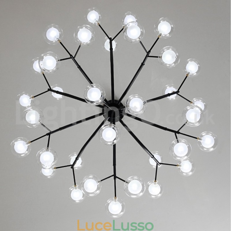Lampadario a forma di fagiolo magico in stile nordico, piccolo lampadario a forma di palla di vetro trasparente e trasparente