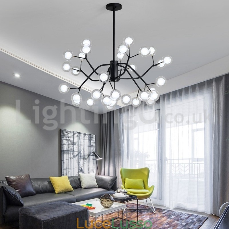 Lampadario a forma di fagiolo magico in stile nordico, piccolo lampadario a forma di palla di vetro trasparente e trasparente