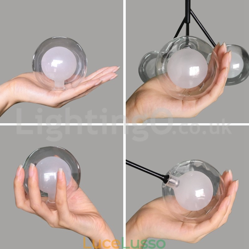 Lampadario a forma di fagiolo magico in stile nordico, piccolo lampadario a forma di palla di vetro trasparente e trasparente